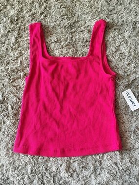 Old Navy Bright Hot Pink Ribbed Square-Neck Tank